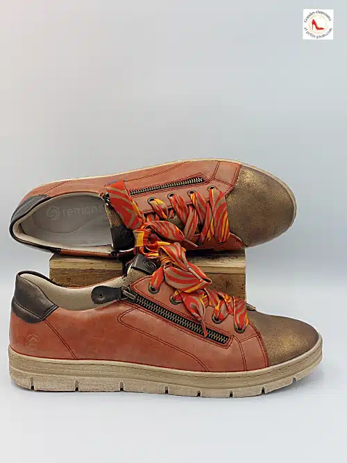 Basket Cuir Rouge Orangé