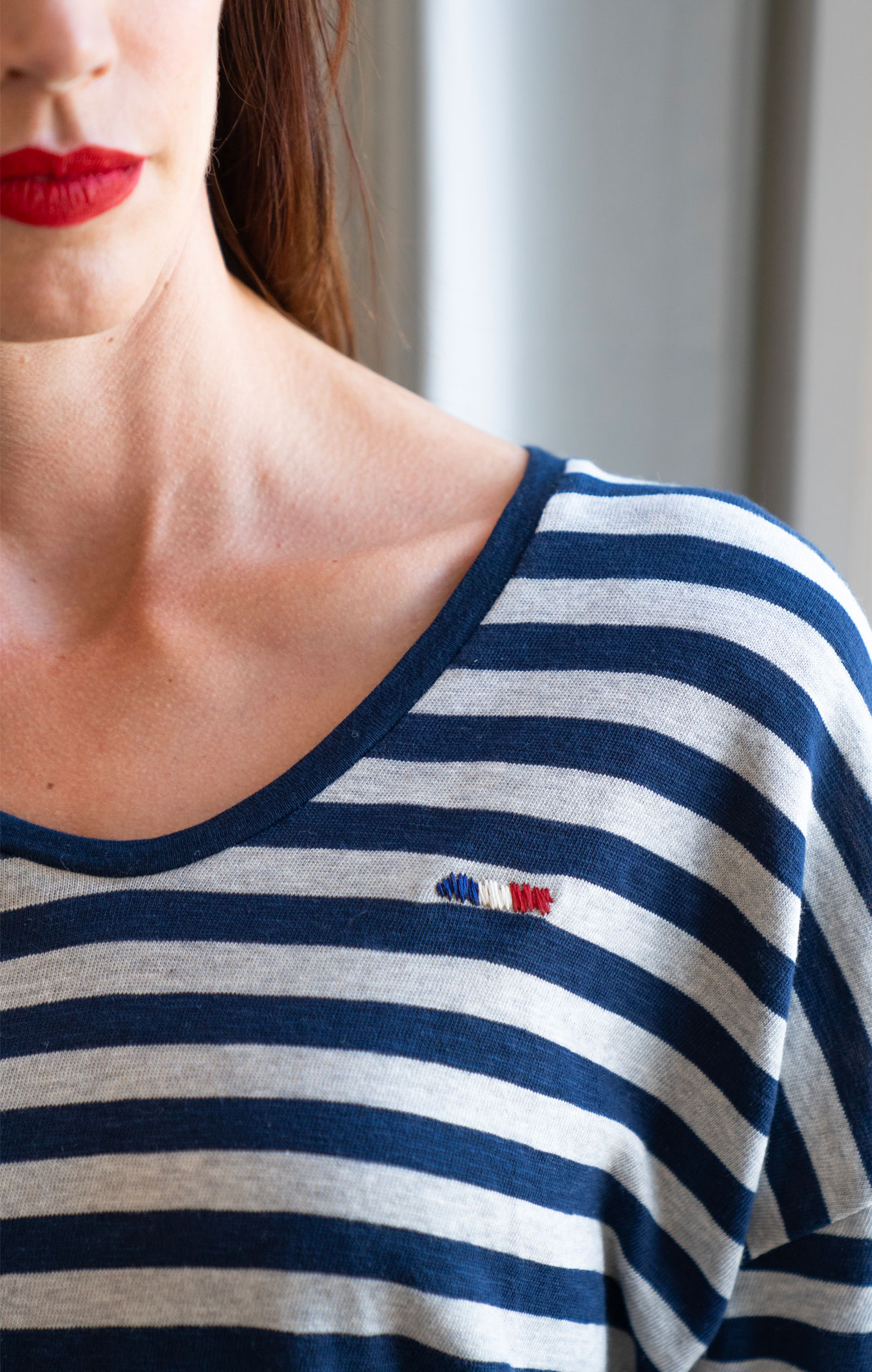 T-Shirt Manches Longues LOU Marine/Gris