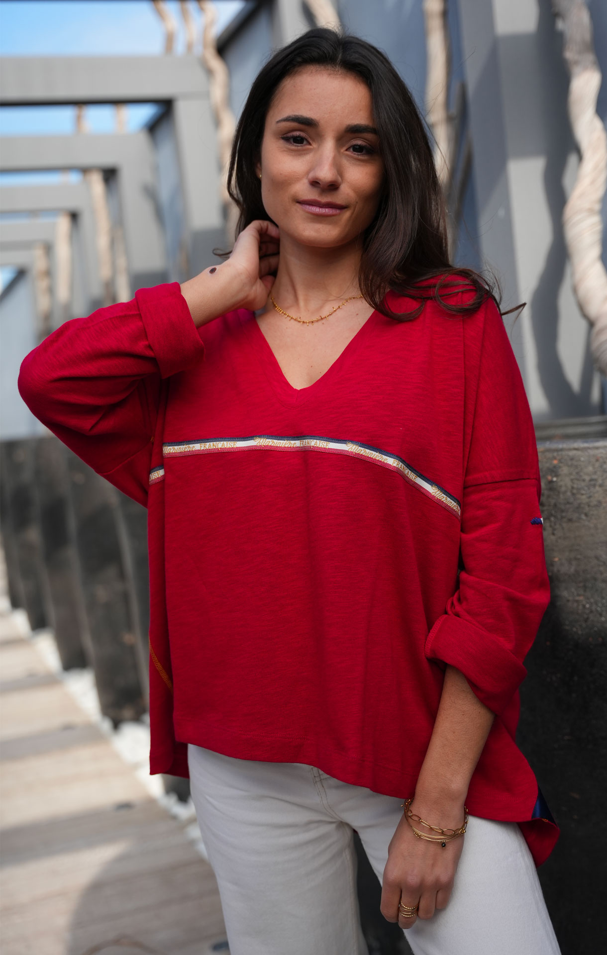 Top oversize femme MARTHE ROUGE