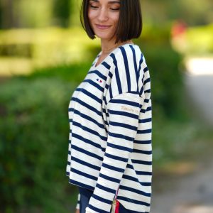 T-shirt manches longues LOU Ecru/Marine