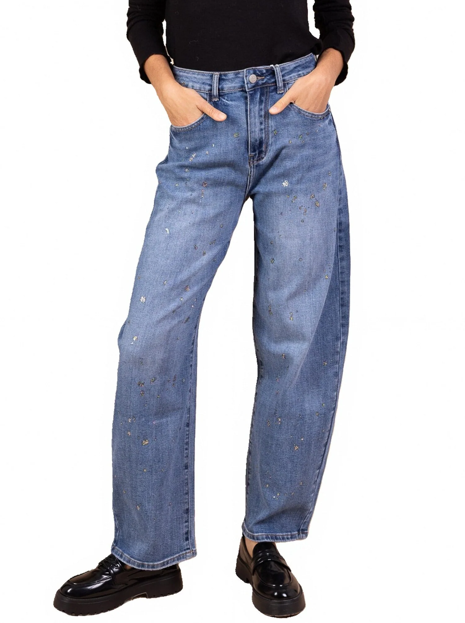 Jean Banana Fit Bleu Clair Scintillant – L’Éclat du Confort Élégant