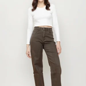 Jean Large Droit Kaki en Denim de Coton – L’Essence du Minimalisme Chic