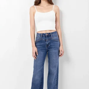 Jean Large Taille Haute Bleu – "Audace Bohème"  Casual et Élégant
