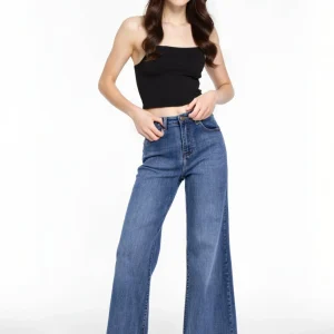 Jean Femme Bleu ciel profond Wide Leg Premium – Taille Haute & Coupe Évasée
