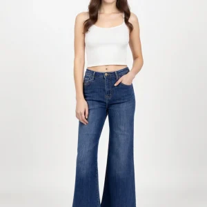 Jean Femme Bleu Wide Leg Premium – Taille Haute & Coupe Évasée