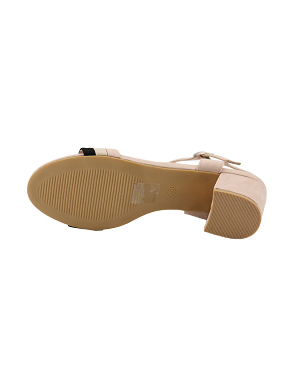 Sandale à talon carré beige en simili daim