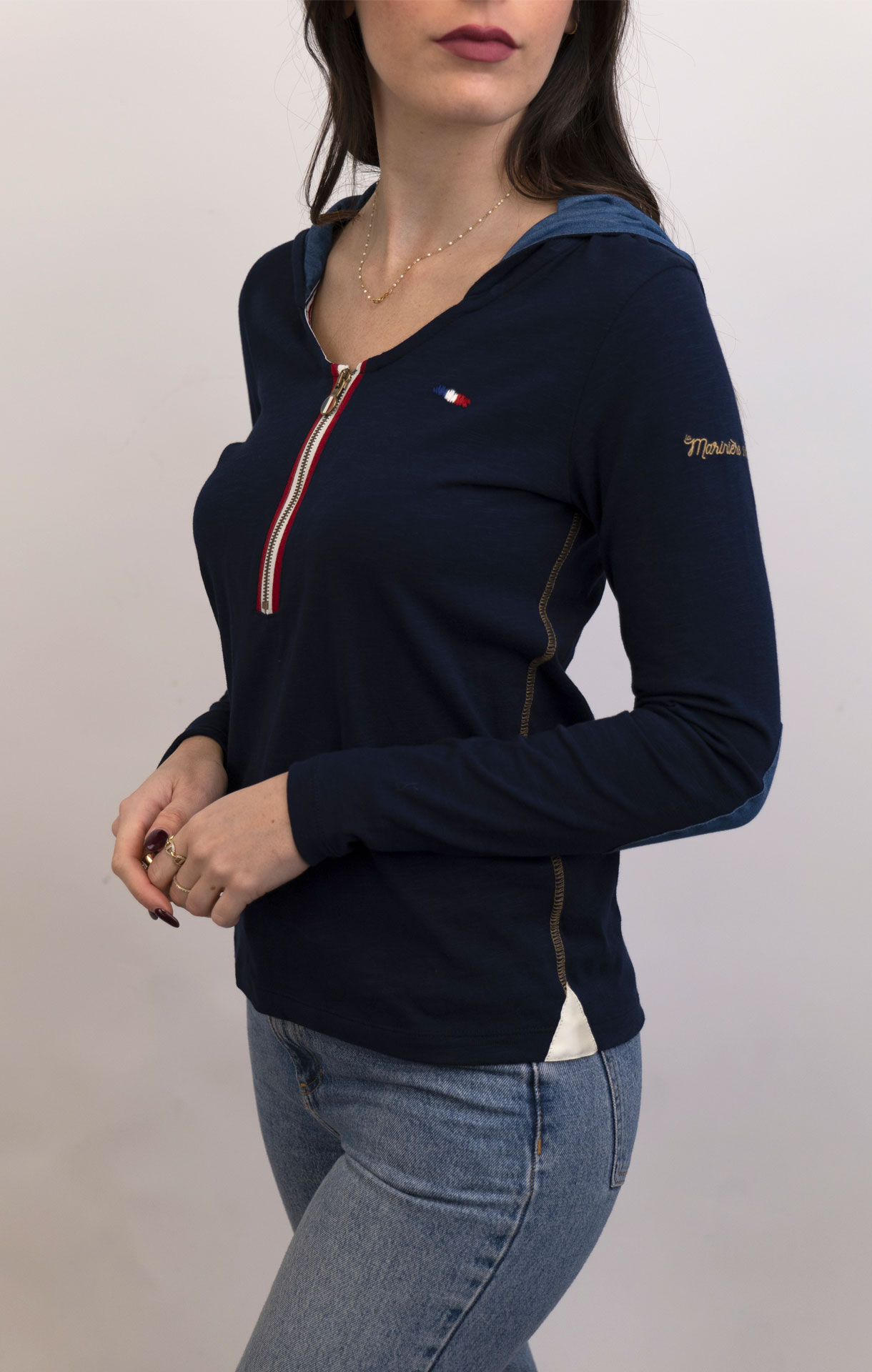 T-shirt zippé à capuche DIVINE MARINE