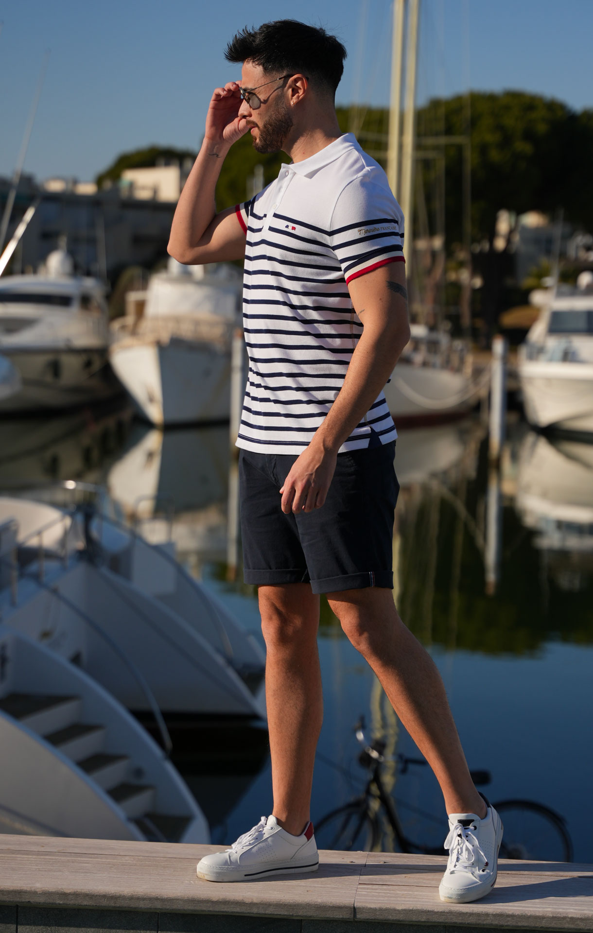 Polo manche courte homme HUMBERT BLANC MARINE