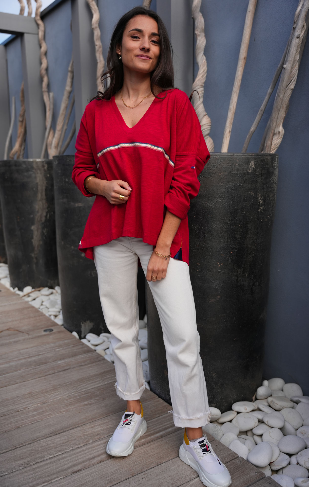 Top oversize femme MARTHE ROUGE – Image 3