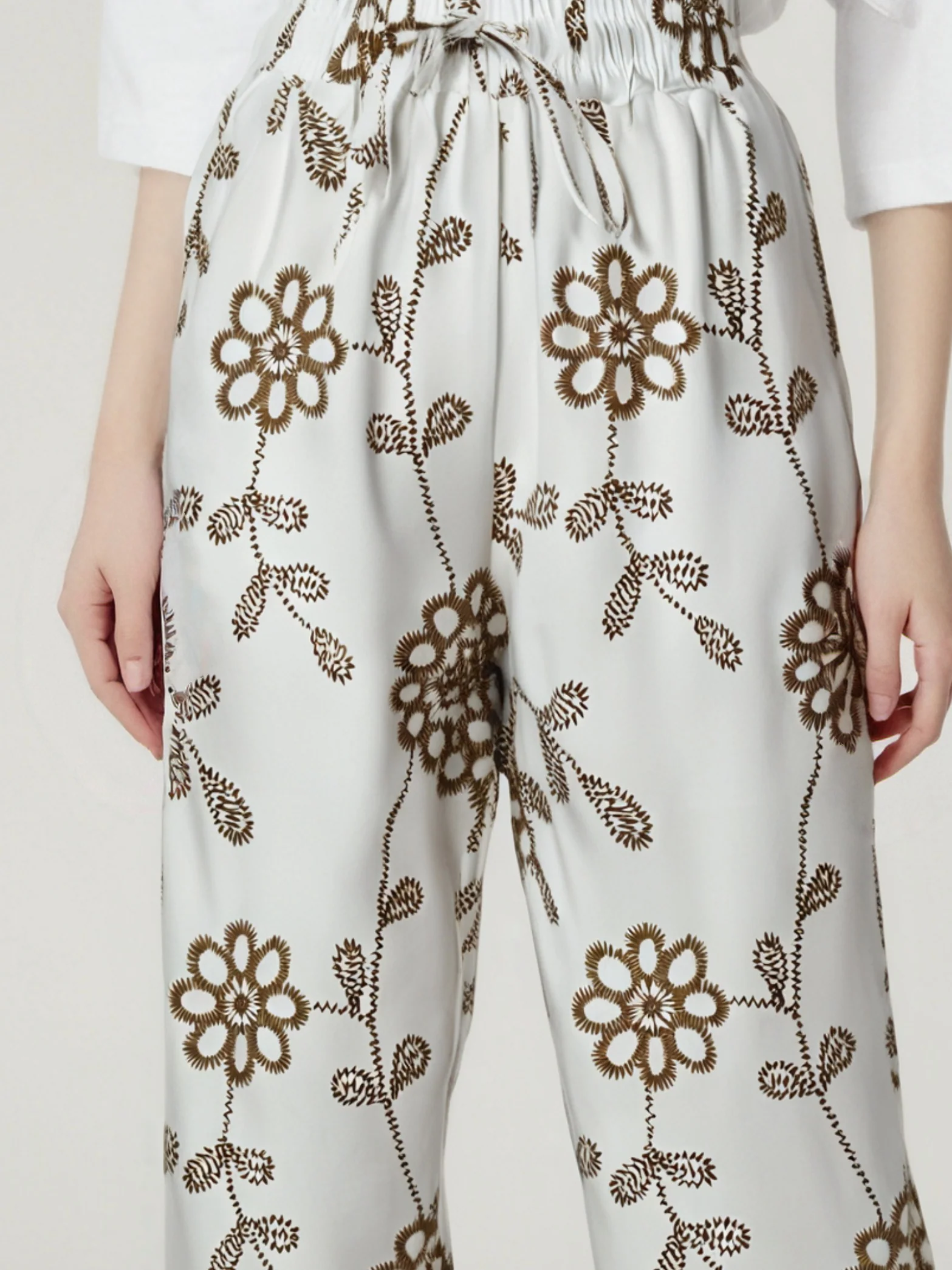 pantalon d’été droit à imprimé fleuri