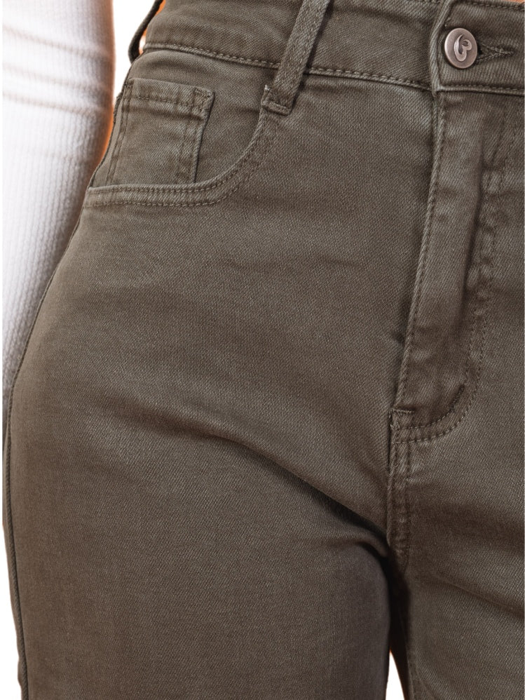 Jean Large Droit Kaki en Denim de Coton – L’Essence du Minimalisme Chic – Image 4