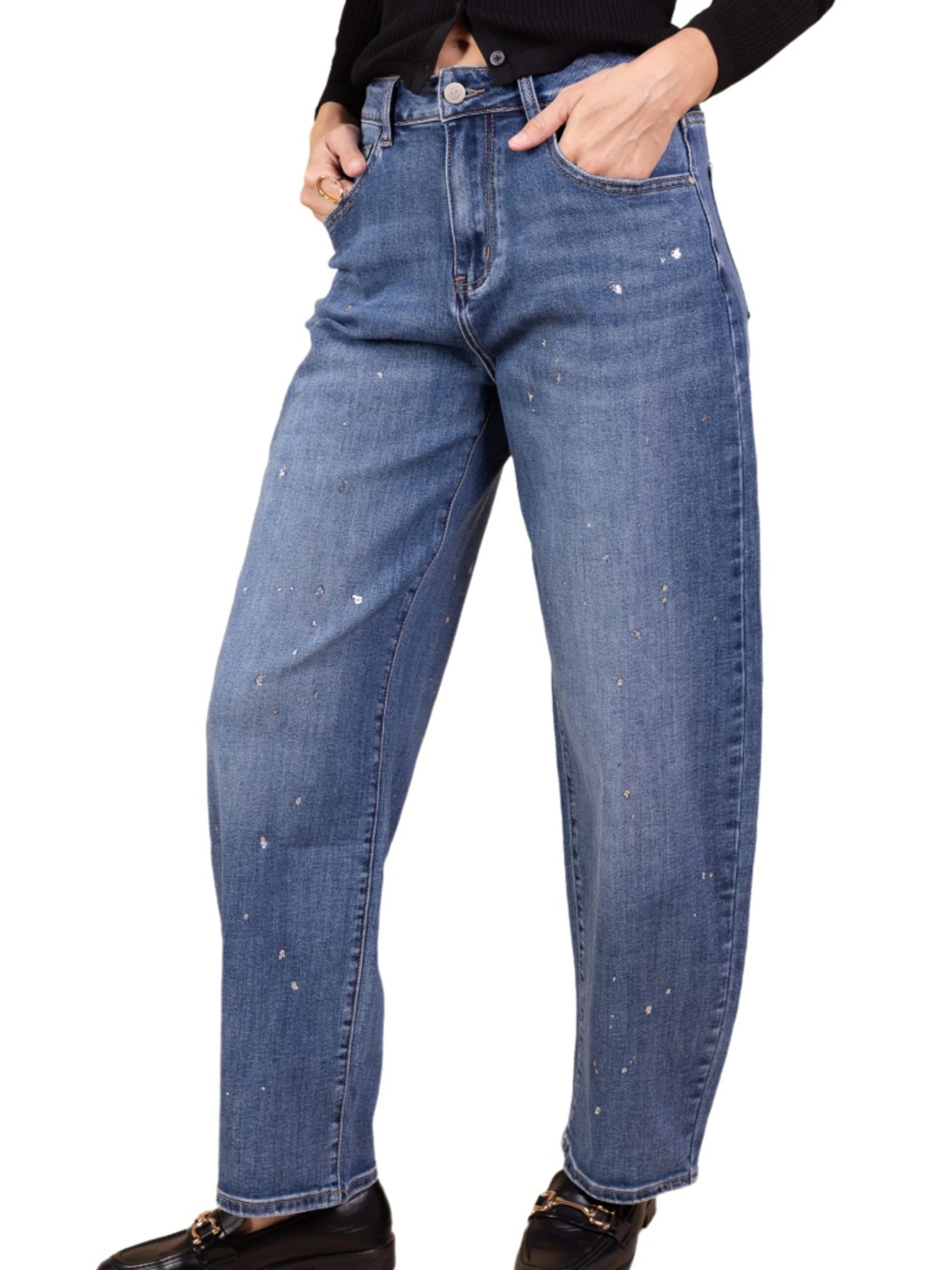 Jean Banana Fit Bleu Scintillant – L’Éclat du Confort Élégant