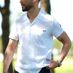 Chemise en lin LIVIO blanc