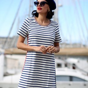 Robe Courte à Rayures femme MARIE ECRU/MARINE