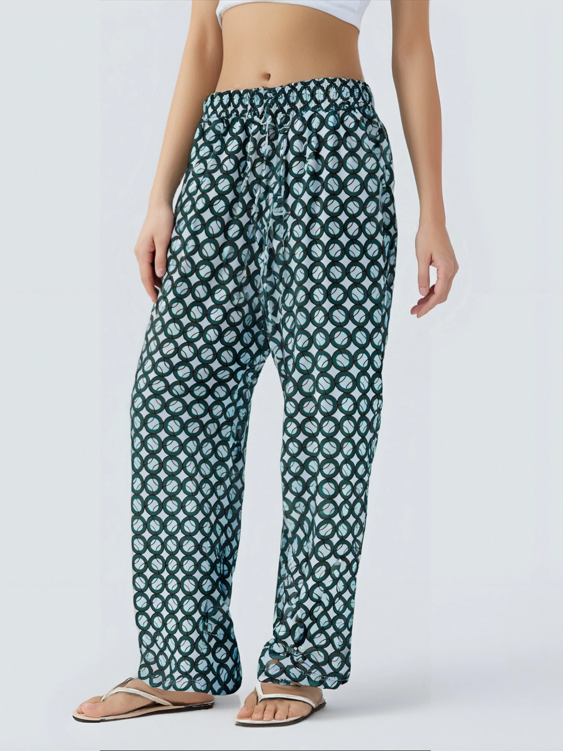 Pantalon Fluide à Motif Géométrique