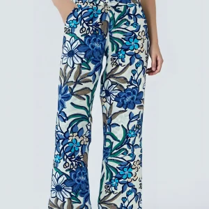 Pantalon Fluide à Motif Tropical