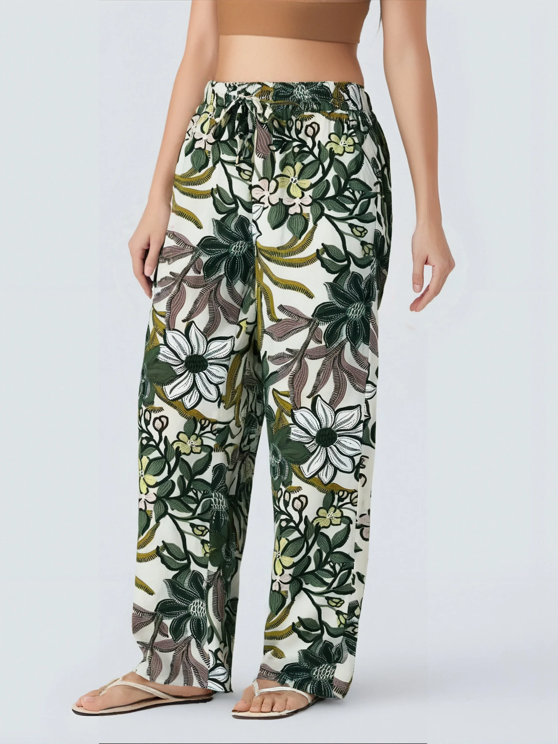 Pantalon Fluide à Motif Tropical – Image 3