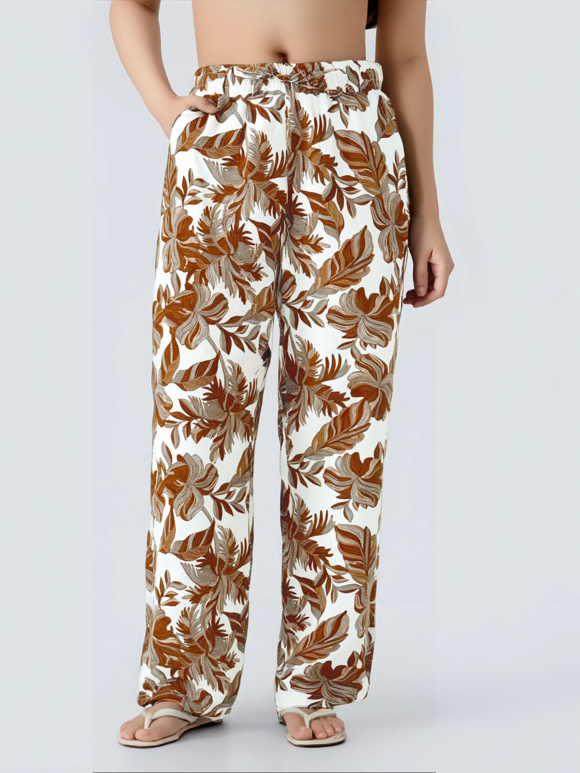 Pantalon Décontracté Imprimé Tropical