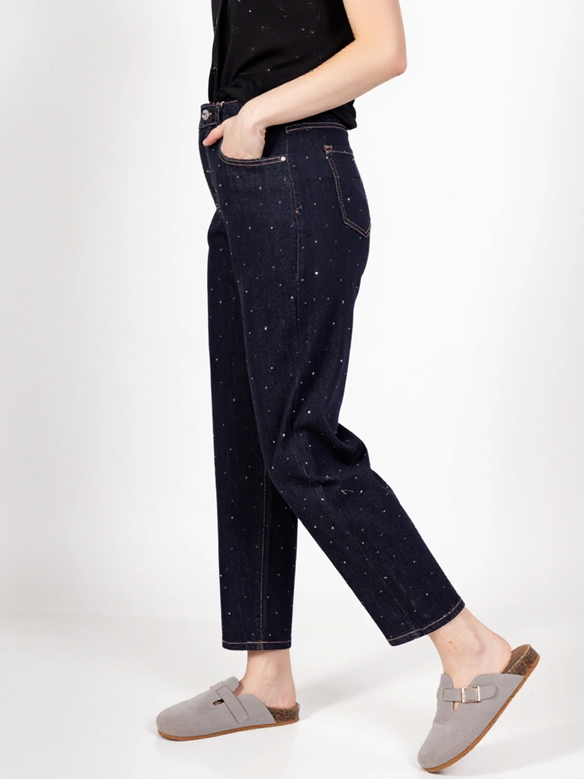 Jean mom entièrement orné de strass – Image 3