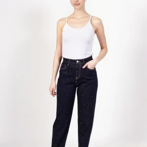 Jean mom entièrement orné de strass