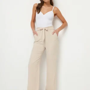 Pantalon droit fluide à nouer à la taille