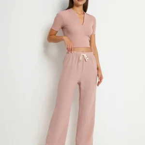 Pantalon droit effet lin