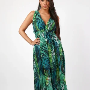 Robe longue à imprimé tropical fluide