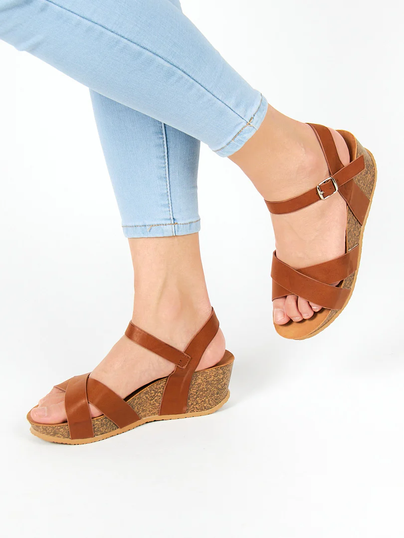 Sandales compensée nu pied