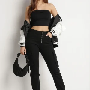 Pantalon de jogging en coton taille haute noir