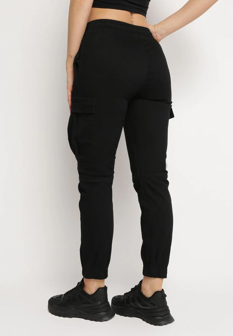 Pantalon de combat en coton noir avec cordon de serrage – Image 4