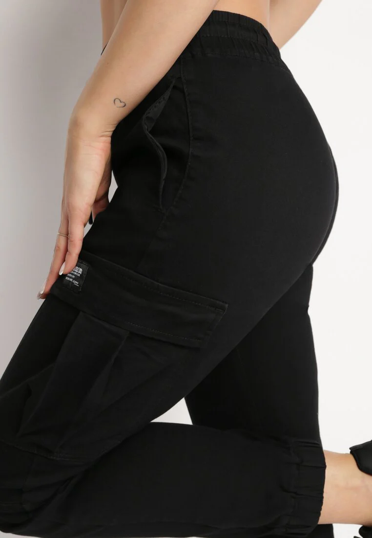 Pantalon de combat en coton noir avec cordon de serrage – Image 5