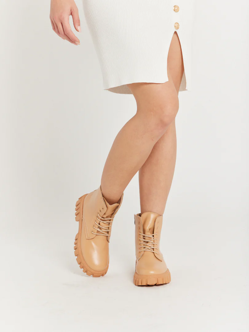 Bottines militaires en simili cuir