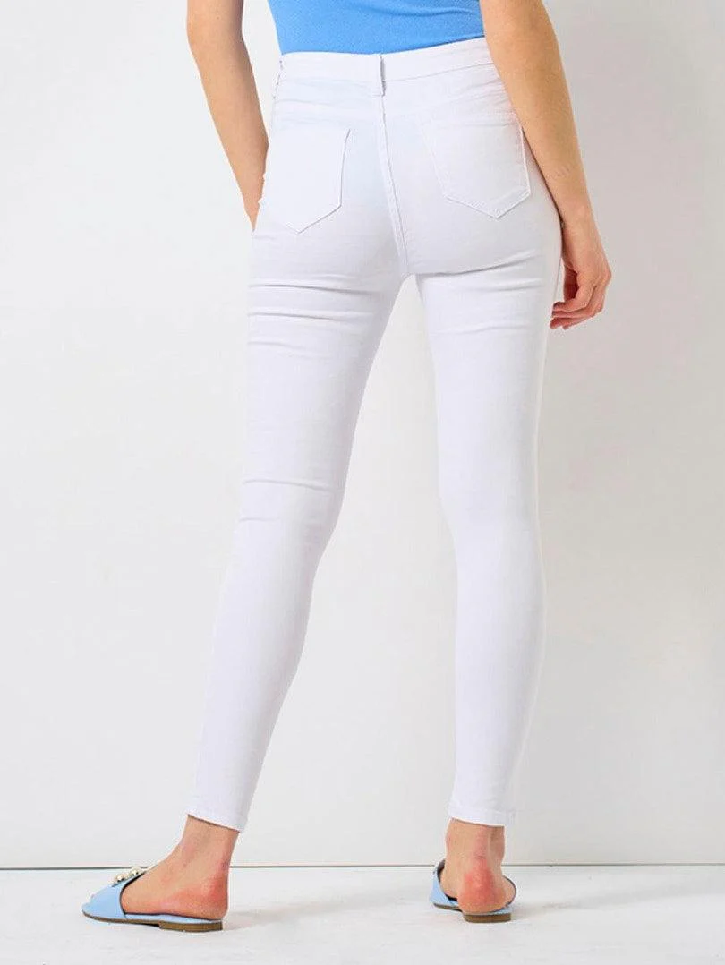 Jeans slim blanc taille haute 5 boutons – Image 4