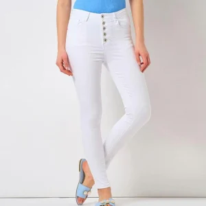 Jeans slim blanc taille haute 5 boutons