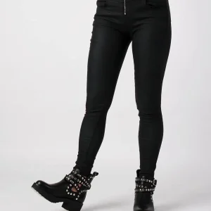Pantalon en simili cuir noir et fermetures argenté
