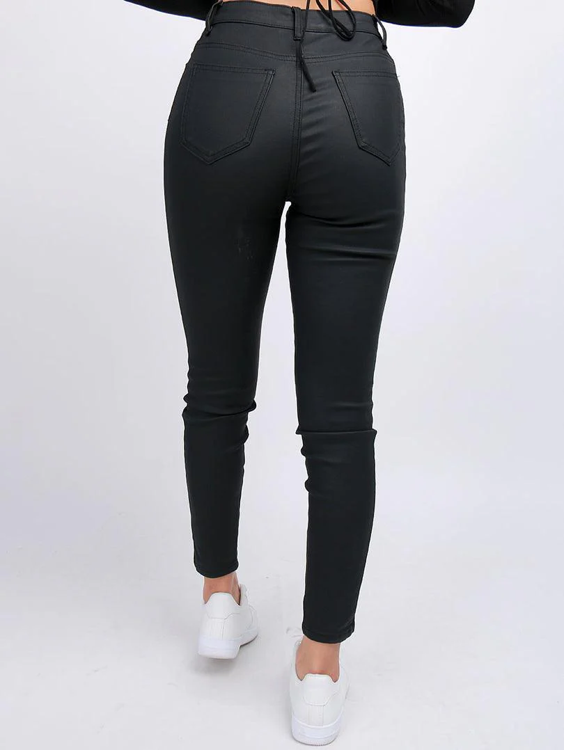 Pantalon simili cuir bi matière – Image 4