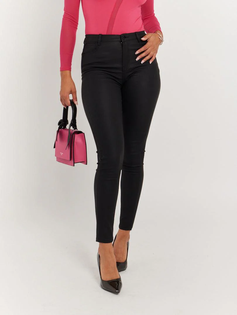 Pantalon skinny en toile enduite camel – Image 7
