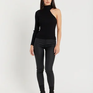 Pantalon skinny en toile enduite Noir