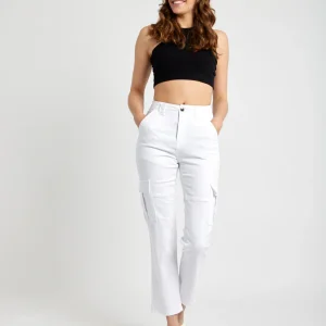 Pantalon cargo taille haute poche à rabat