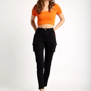 Pantalon cargo skinny avec poches à rabat