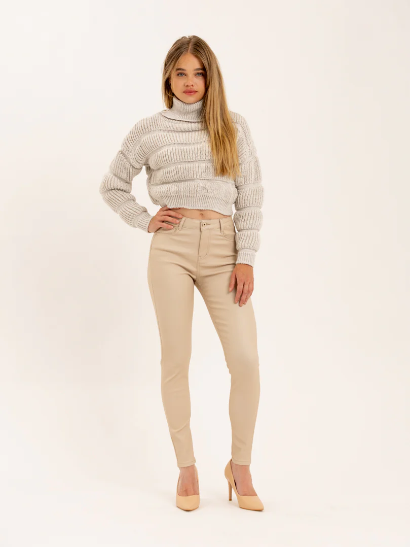 Pantalon skinny en toile enduite effet cuir – Image 5