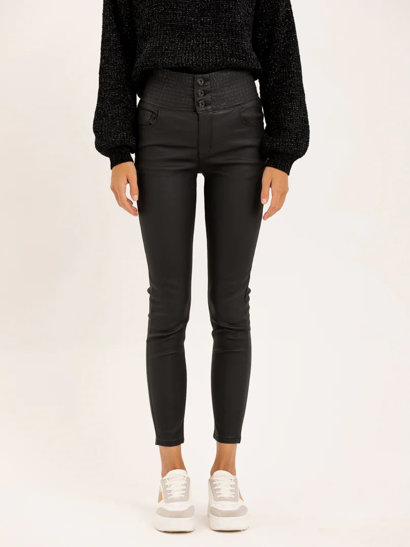 Pantalon skinny taille haute élastique effet cuir – Image 3