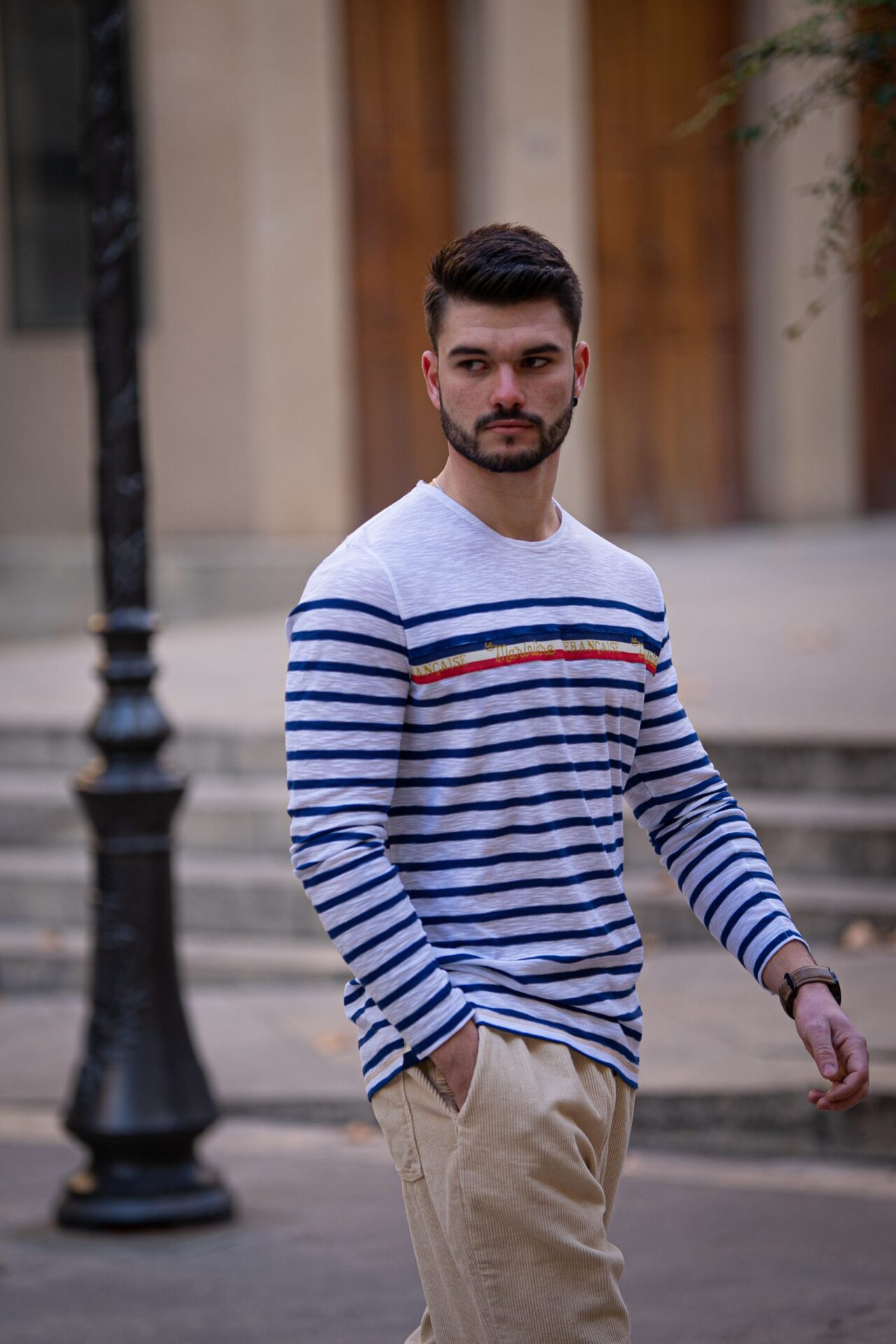 Marinière homme vintage LOUIS BLANC MARINE