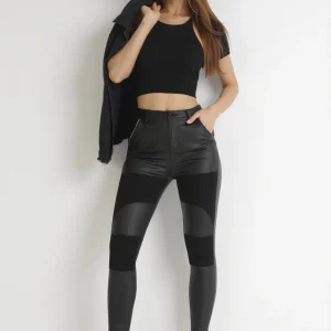Pantalon biker avec empiècements noir