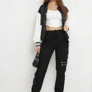 Pantalon cargo taille haute noir