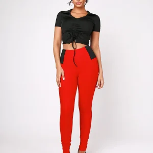 Legging rouge taille haute