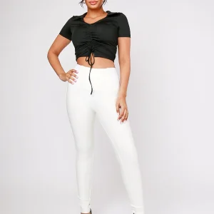 Legging blanc taille haute