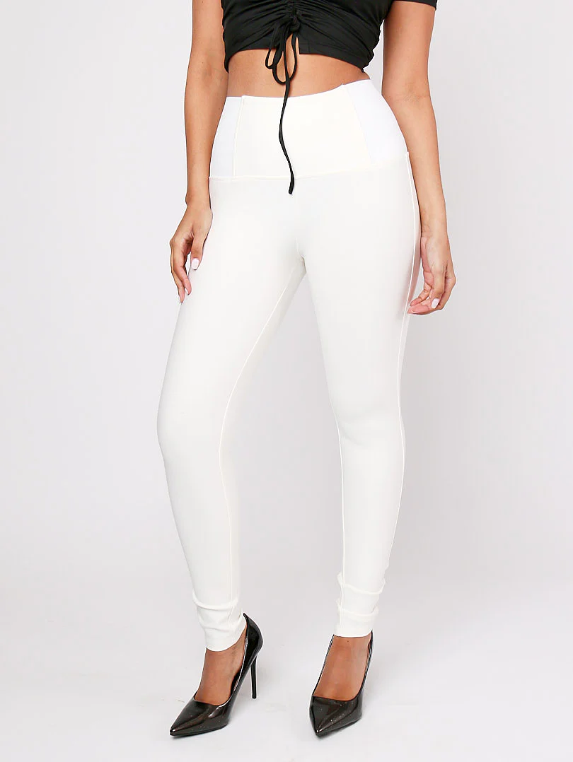 Legging blanc taille haute