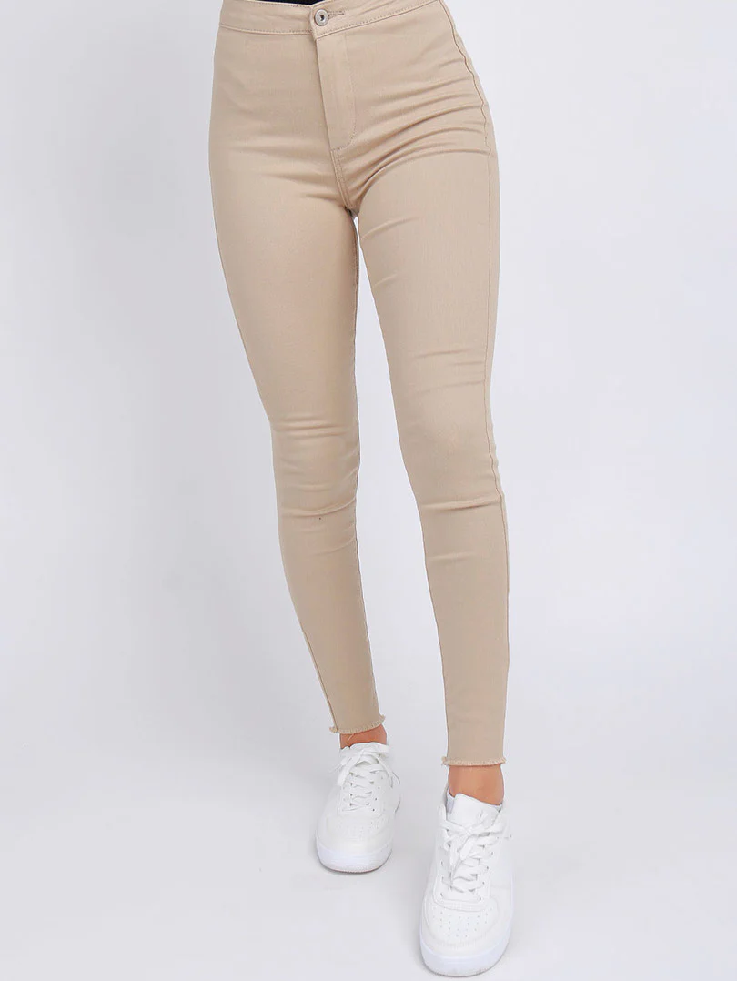 Pantalon skinny effet legging ourlet usé