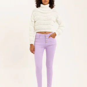 Jean slim violet clair taille haute
